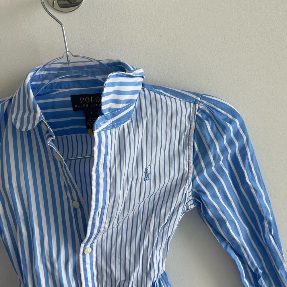 Ralph Lauren Blue and White Striped Shirt Dress